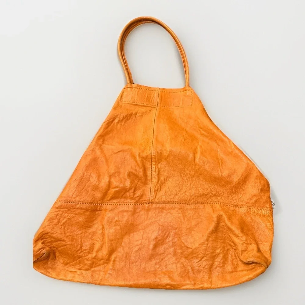Banana Republic Lambskin‎ Distressed Leather Shoulder Tote Hobo Bag Cognac